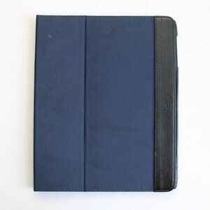 Coach Varick Navy Blue Nylon iPad Case Stand Sleeve Cover w/ Black Leather Trim